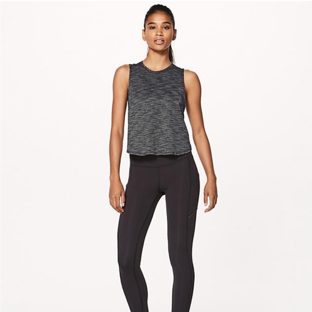 Lululemon Athletica Heathered Gray Sleeveless Top Muscle Tee Tank